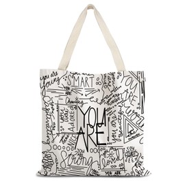 LUVADIAN Positive Affirmations Canvas Tote Bags for Women, Inspirational Gifts for Women, Motivational Quote You are Tote Bag, Reusable Grocery Bags Shopping Bags