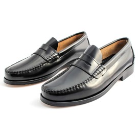 Marttely Castellanos Artesanos Penny Loafer with Leather Soles, Handmade in Spain, black