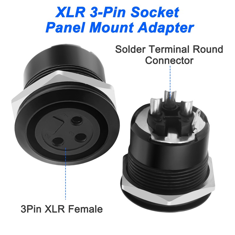MEIRIYFA XLR 3-Pin Socket Panel Mount Adapter Audio Connector, XLR