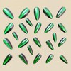 Green Press on Nails Medium Almond Fake Nails with Cat