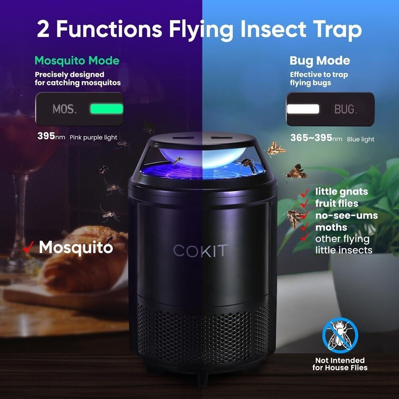 COKIT Indoor Insect Trap, 2 Mode Catching Flying Insects with