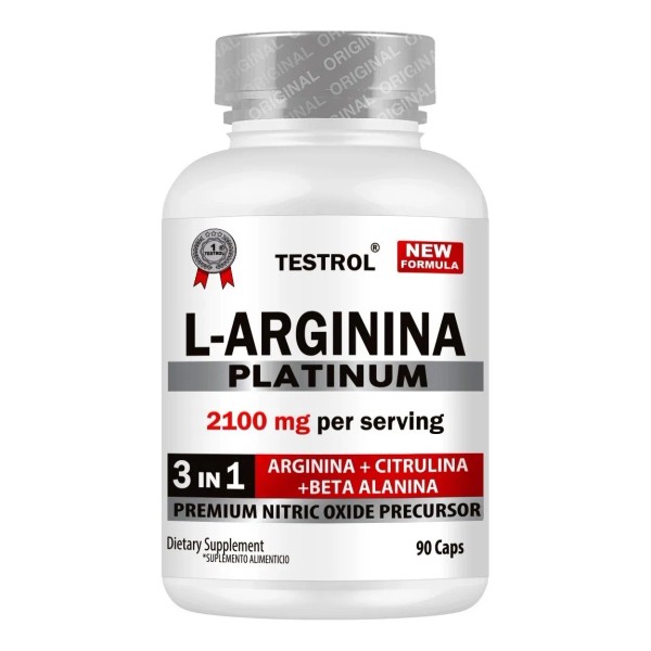 L-arginina Platinum 2100mg 3 en 1 Testrol 90 Cápsulas sin