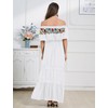 ABEWIP Mexican Dress for Women Floral Embroidery Maxi Off-Shoulder Ruffle