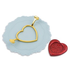 Metal Wax Seal Mold, Heart Wax Seal Stamp Mold with Silicone Waxing Mat for DIY Craft, Envelopes, Gifts and Wine Packaging