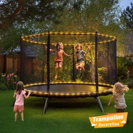 JMEXSUSS 100 LED Solar Rope Lights Outdoor Waterproof, 33ft IP65 Waterproof Solar Trampoline Lights, 8 Modes Solar String Lights for Outside Camping Tent Trampoline