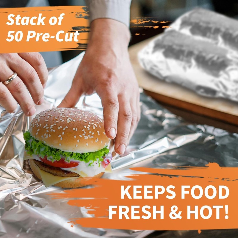 Insulation Sandwich Wrapping Paper Aluminum Foil Sheets - [100 Pack]