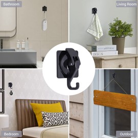 YSSILADI Shower Suction Cup Hooks - 2 Garland, Matte Black Decorative, Waterproof Towel, Removable Wall, 15lb Command, Reusable Robe