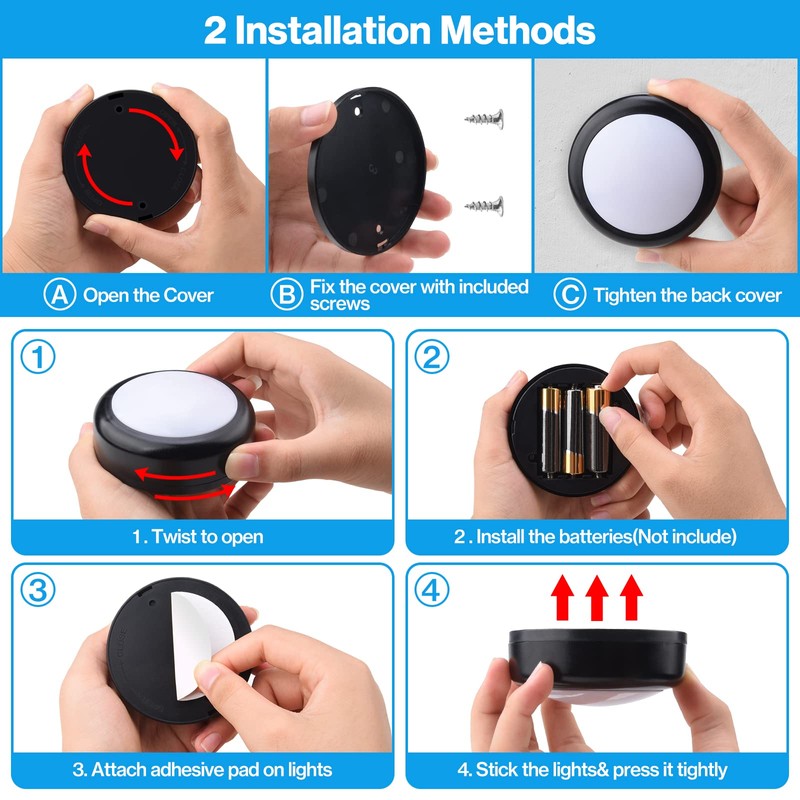 Cadrim Puck Lights, 4 Pack 13 Colors Changeable LED Puck