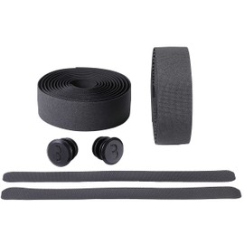 BBB Cycling, ReflectRibbon, Bike Handlebar Tape, Gel Bar Reflective Grip Tape, Road, Urban, MTB Bicycles, Non-Slip, Includes Handlebar Plugs, BHT-17, Black, One Size