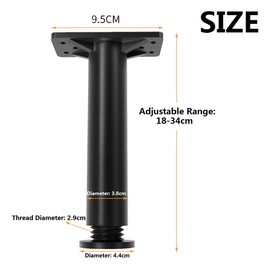 Kiuiom Bed Frame Support Legs, Height-Adjustable Bed Legs, Adjustable Furniture Raiser Bracket, 2 Pieces, Furniture Foot, Height Adjustable for Cabinet, TV Cabinet, Bed, Sofa, Bedside Table, Chair