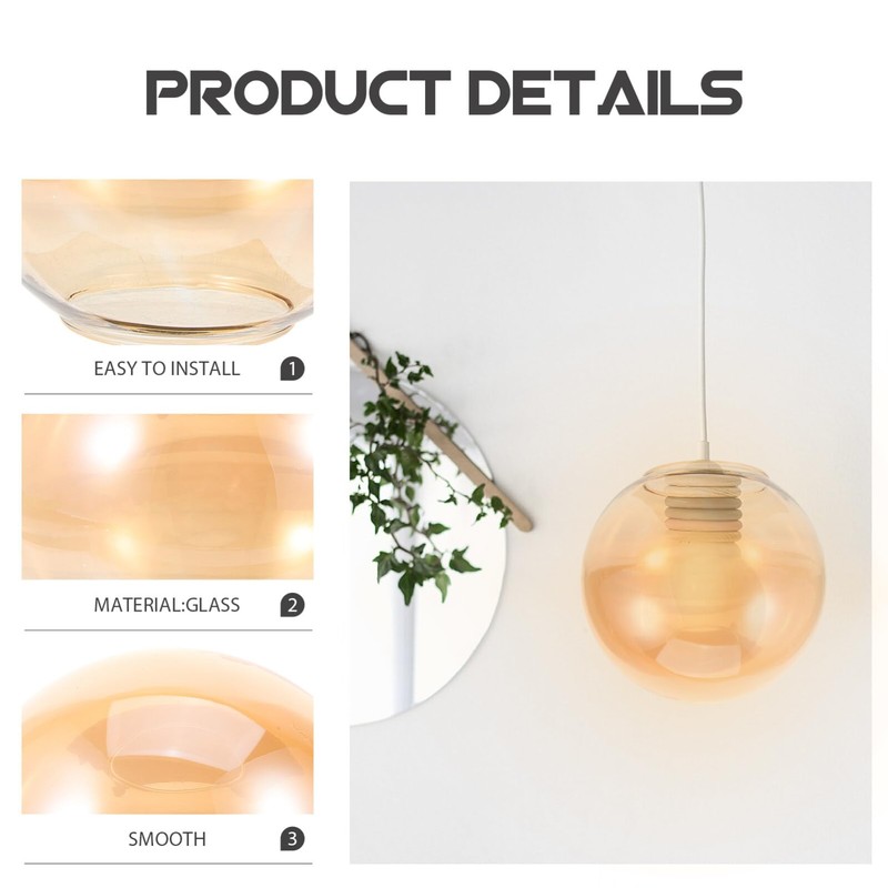 Glass Globe Lamp Shade Amber Round Lamp Cover Globes Transparent