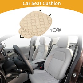 Partuto 1 Pc 50.5x59.5cm Universal Car Seat Cushion - for Car Travel Driving Seat Protection Pad Cover Anti-Slip - Plush Beige