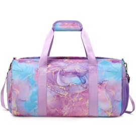 Sports Bag Children's Boys Children's Bag Travel Bag Teenager Training Bag Men's Sports Bag with Shoe Compartment, Sports Bag for Gym, Football, Basketball, Riding Lessons, Gold purple