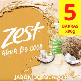 Zest Jabón En Barra Agua De Coco Y Agave Limpieza Profunda Para Una Piel Visiblemente Saludable Y Revitalizada Con Glicerina Y Aceites Esenciales 5 X 90g