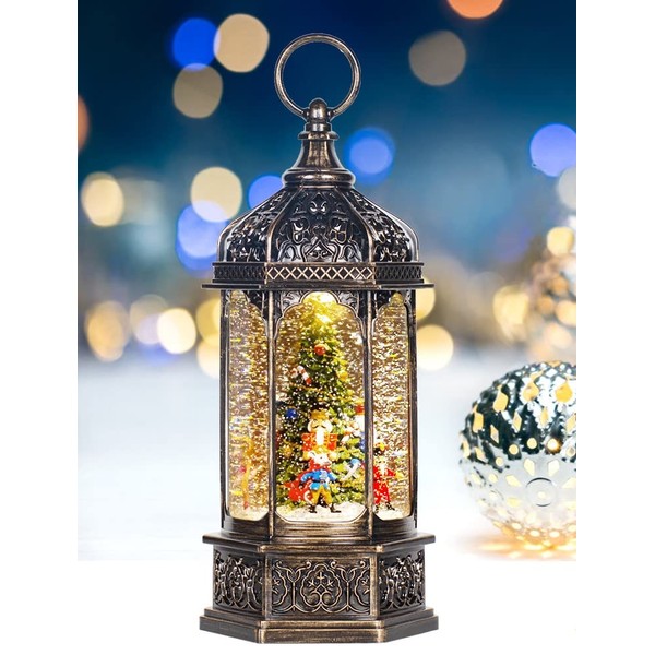 Christmas Snow Globes Musical Lantern with Timer, Nutcracker Figures Rotate with Music, Swirling Glitter Christmas Tree Ornaments for Friends, 12.7''…