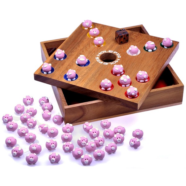 Logoplay Pig Hole Big Hole Wooden Game, Dice Game / Board Game made of Wood (German Language Version)