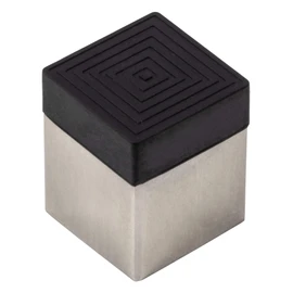 Gedotec Design Wall Door Buffer Stainless Steel Door Stopper Strong Square | Depth: 30 mm | Rubber Buffer Black 9 mm | Stopper for Wall & Floor Mounting | 1 Piece - Door Stop Buffer Including Mounting