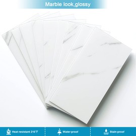 BeNice Peel and Stick Backsplash Large Bathroom Subway Tiles,Kitchen Shower Wall Stickers Waterproof(23Tiles) Fishbelly White