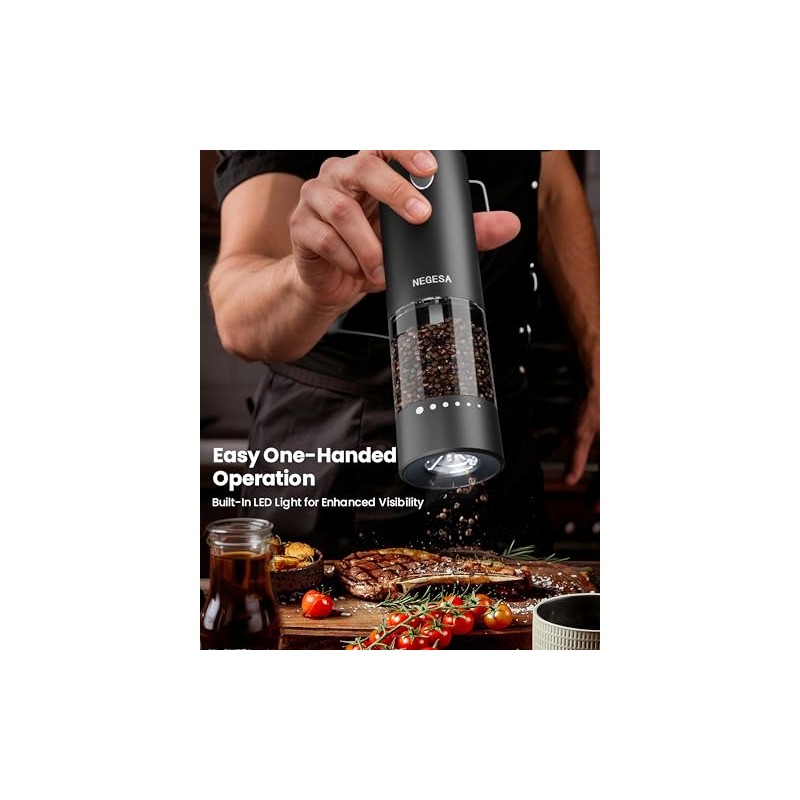 Rechargeable Electric Salt and Pepper Grinder Set with LED Light