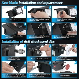 Portable Mini Table Saw for Crafting & Woodworking, Adjustable Depth, Speed & Angle, Multi-Function for Cutting, Sanding, Drilling & Engraving, Ideal for Plastic & Acrylic