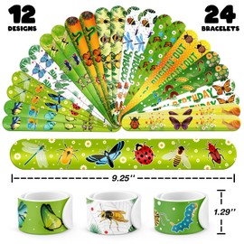 BOIKOKY 60 PCS Bug Party Favors Set - 36 Temporary Tattoos Sticker & 24 Slap Bracelets for Kids, Perfect for Birthday Parties, Classroom Rewards and Gifts