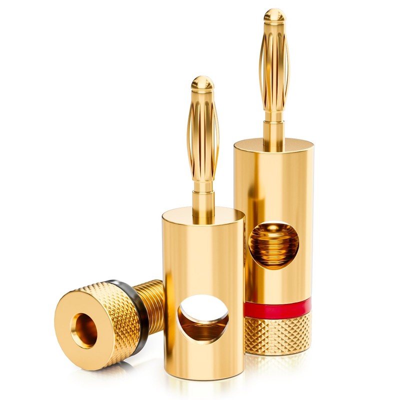 deleyCON 4 x Banana Plugs Gold-Plated and Screwable for Cable