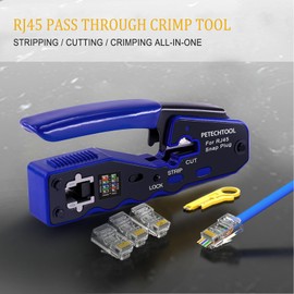 RJ45 Crimp Tool Kit Pass Through Ethernet Crimper Cat6 Cat5 Cat5e Crimping Tool with Network Cable Tester, 50PCS Cat6 RJ45 Connector and 15 PCS Shielded RJ45 Connector, 50PCS Cover Boots
