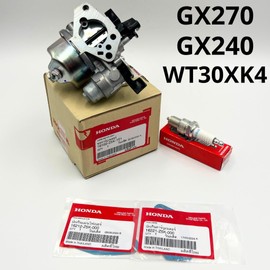 Genuine kit of OEM Carburetor 16100-Z5K-Y01 with OEM 16212-Z5K-000 16221-Z5K-000 Gaskets and Genuine Spark Plug 98079-55846 for Honda GX240 GX270 Engines Water Pump WT30XK4 Pressure Washer CC 4033