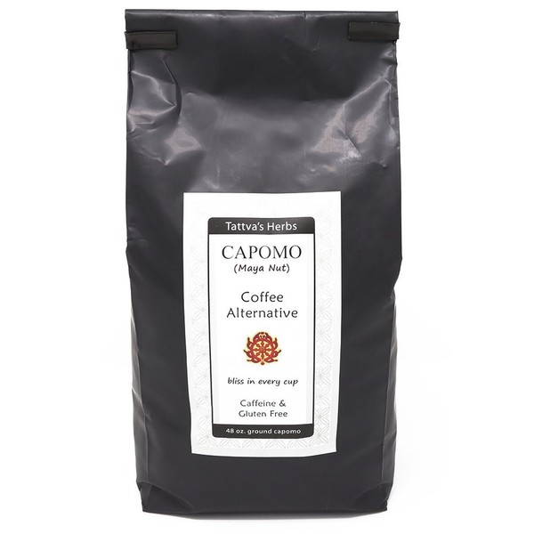 Capomo Coffee Alternative and Substitute - Caffeine Free, Gluten Free, Dark Roast - Maya Nut , Ramon Seeds - Eco Friendly Herbal Coffee - 48 oz. From Tattva's Herbs
