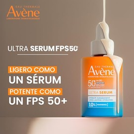 Avene Ultra Serum FPS50+ Hidratación Duradera, Protector Solar Facial Dermatológico con Complejo de Vitaminas Antioxidantes, Textura Ligera, Protecció