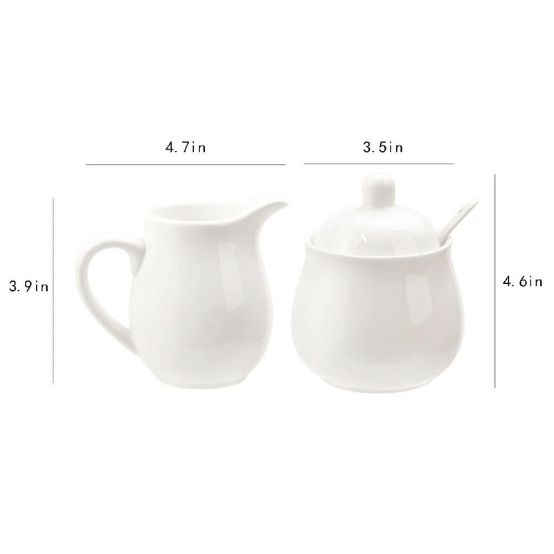 Juego de crema y azúcar de cerámica con cuchara de