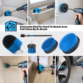 Holikme Brush Attachment Drill Set, 5 Pieces Brush Attachment Cordless Screwdriver Brush Drill Brush, Powerful Drill Brush, Cleaning Brush for Rims/Tiles/Kitchen/Floors/Car/Bathtub, Blue