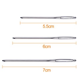 KUUQA 9 Pieces Steel Yarn Knitting Needles Large-eye Blunt Needles Sewing Needles for Cross Stitch Crocheting, Lace, Doilies Flower Projects （3 Size）