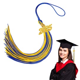 2025 Blue Gold Graduation Tassel: Class of 2025 Tassel for Graduation Cap 2025, Charm Cap Decorations, Charm Ceremonies Accessories for Graduates - 1 PCS with Gold Date