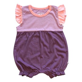 Babysoy Baby Girl Color Block Princesa Romper, Eggplant/Petal