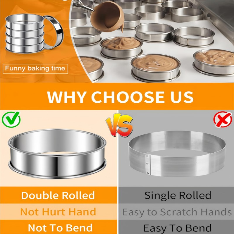 4pcs Pancake Rings Baking Ring Pastry Rings Muffin Cooking Rings