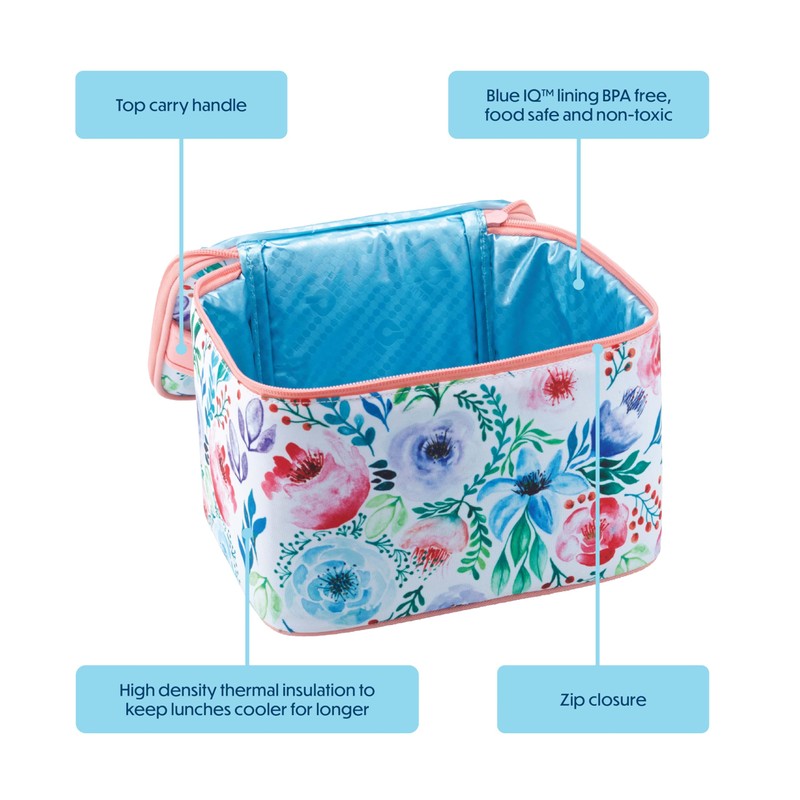 Smash 20961 Insulated Lunch Bag, Fabric, Full Bloom Pink