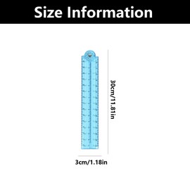 3 PCS Foldable Ruler 30cm, Helix Folding Ruler 30cm, RulerFolding, Rulers for School Foldable, For Mathematics Daily Learning Geometry Office(Red/Blue/Transparent)