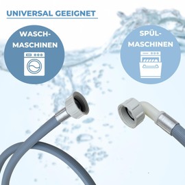 Lichtblau Zulaufschlauch Waschmaschine Geschirrspüler 2955 Anschluss Größe 5,0m I 3/4 Zoll Winkel/Gerade inkl. Dichtung I Wasserzulaufschlauch universell verwendbar Hersteller unabhängig