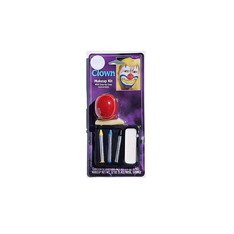 Washable Clown Makeup Kit with Nose & Step-by-Step Instructions