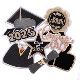 Graduate 2025 Iron on Patches, 8Pcs Grads College Congrats Embroidered Repair Patches for Clothes,Cap, Gown, Scrapbook, Gifts