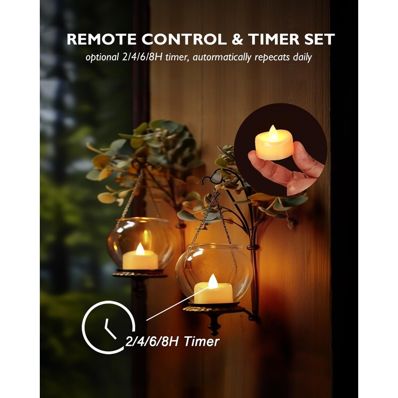 merrynights Remote Candles, 24 Pack Flameless Tea Lights Candle Battery