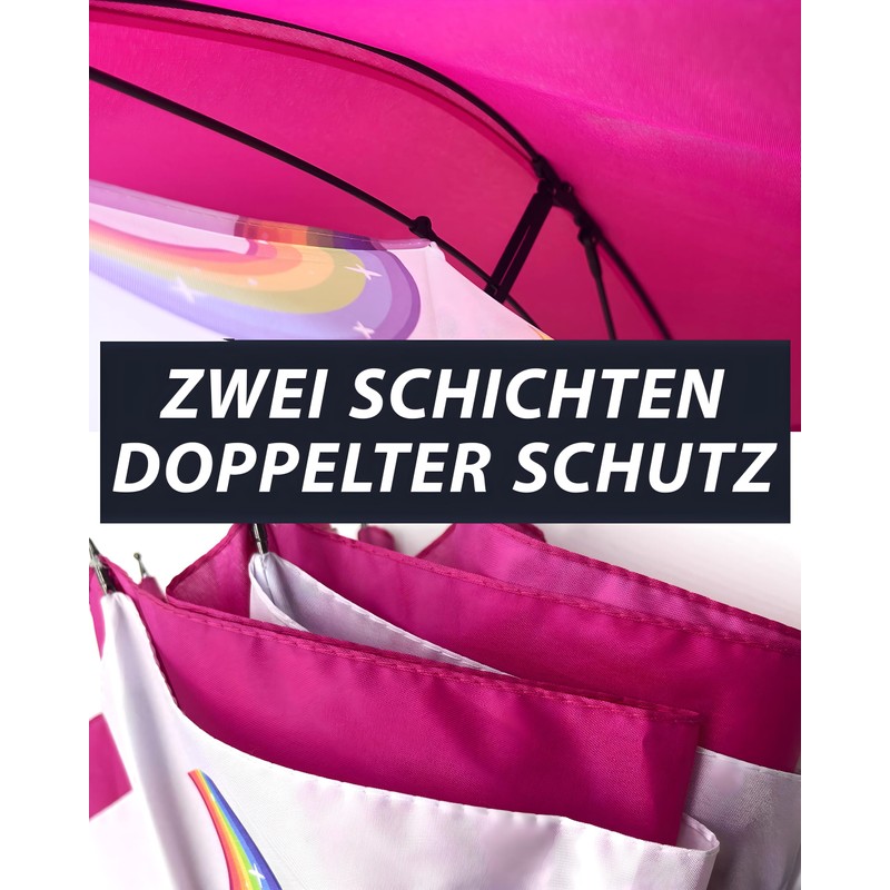 FamZone Children's Umbrella Girls, Reverse Umbrella for Children with Great