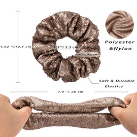 Cicimeiluody Sparkling Sequin Hair Scrunchie Hair Tie for Thick Thin Hair Metallic Elastics Ponytail Holders Hair Scrunchies for Grils Hair Accessories for Show/School Performance (3Grey)
