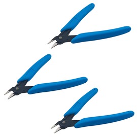 PDETVEO 3PCS 5 Inch Micro Flush Cut Pliers, Wire Snips, Soft Copper Wire Snips, Small Side Cutters for Crafts, Models, Zip Ties Snips, Nippers (Blue)