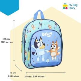mybagstory Boys Bluey Backpack - Blue - Kids - School - Nursery - School Bag for Boys - Size 30cm - Adjustable Straps - Gift Idea Bluey - Blue, Enfant, Bluey - Blue
