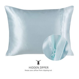 ShopBedding Luxury Satin Pillowcase for Hair – Standard Satin Pillowcase with Zipper, Baby Blue (Pillowcase Set of 2) – Blissford