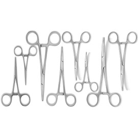 Ultimate Hemostat Set In Zipper case Fishing Tools Items Stainless Steel (Kit-4 (8 pcs 3.50",5",5.50",7.25" (4 Str/3Cud))