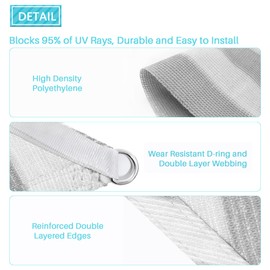 Coarbor 14' x 23' Sun Shade Sail Rectangle Canopy Sunshine Block Heavy Duty Shade Sails for Outdoor Patio Carport Backyard Garden Deck (Grey White Stripe)