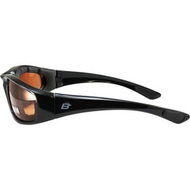 Birdz Eyewear Oriole Padded Motorcycle Sunglasses Black Frame Amber Anti-Fog Lenses